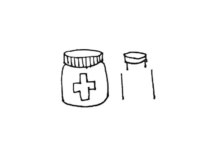 步骤6：下面竖下来两条短线，往外再竖下来两条长线。