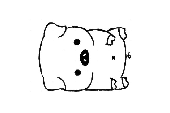 步骤6：画小猪的肚脐和尾巴。