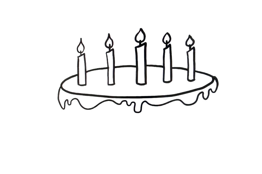 步骤2：然后画出蛋糕的奶油层。