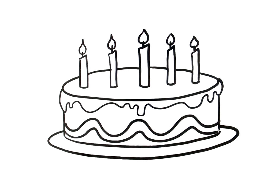 步骤4：画出蛋糕的花纹和地垫。