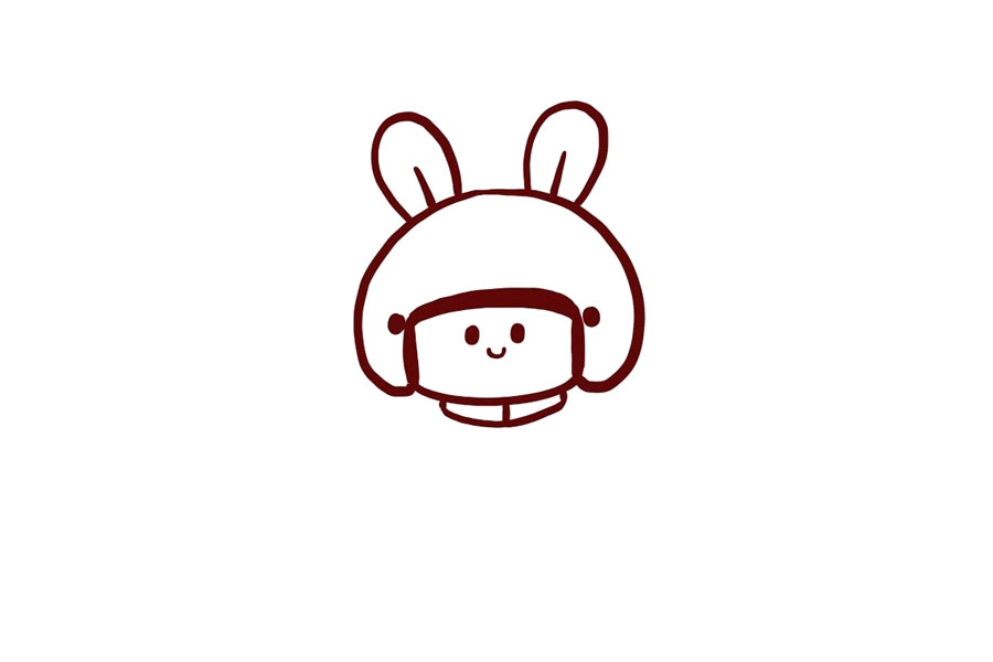 可爱的兔耳朵外卖小哥简笔画步骤-图4