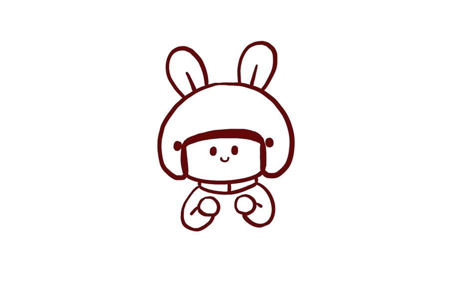 可爱的兔耳朵外卖小哥简笔画步骤-图5