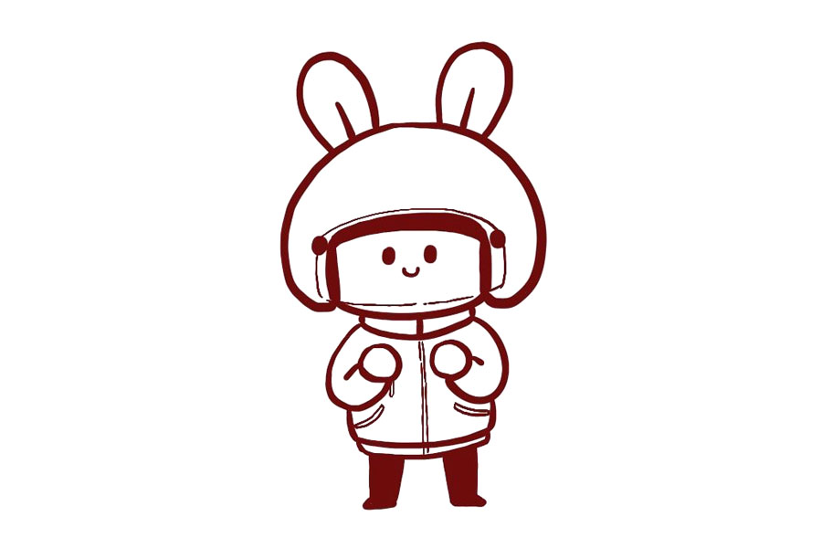 可爱的兔耳朵外卖小哥简笔画步骤-图8