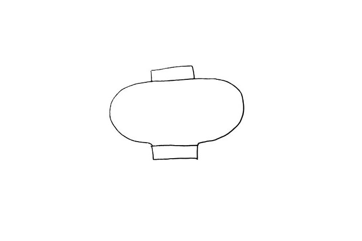 步骤2：在灯笼的两侧画出大大的U型身体。