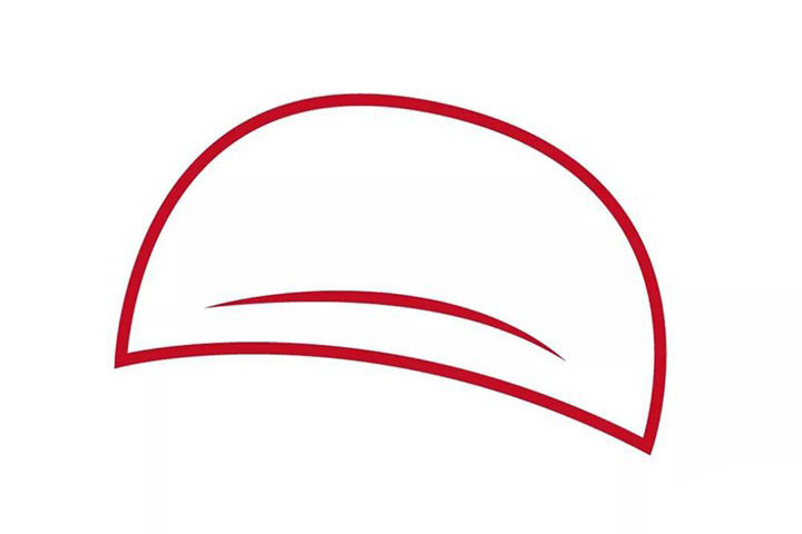 步骤1：先画个半圆，里面画一横~