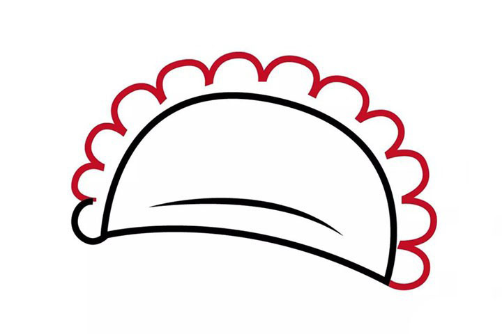 步骤3：围绕半圆把剩下的花边画完。