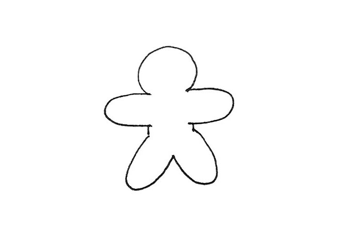 步骤3：接着下面加上一点竖线，再画两个半椭圆形作为脚。