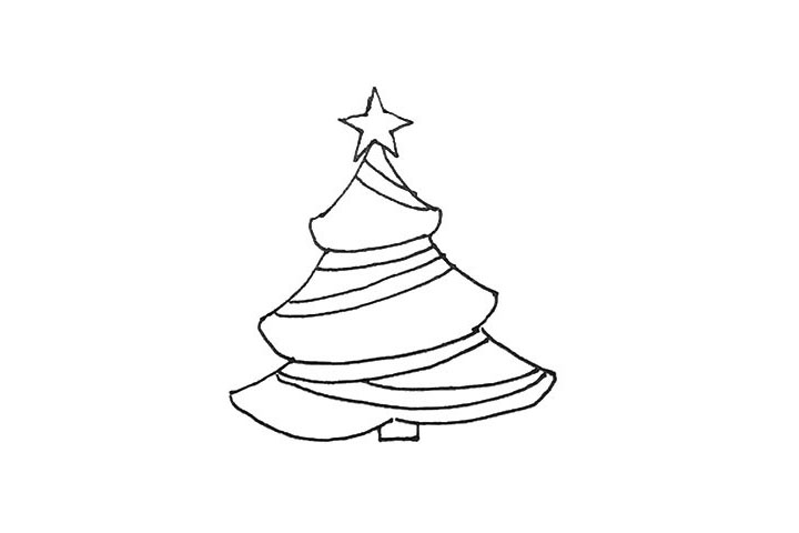 步骤5：用同样的方法在旁边再画上几条彩带。