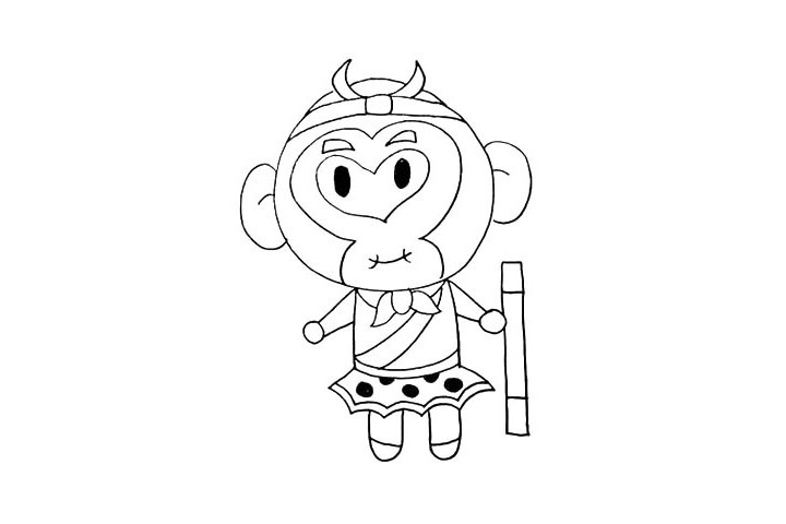 步骤11：在他裙子上面用圆形的斑点装饰一下。