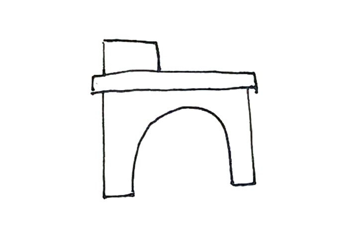 步骤3：中间，再用折线画出栅栏的感觉。