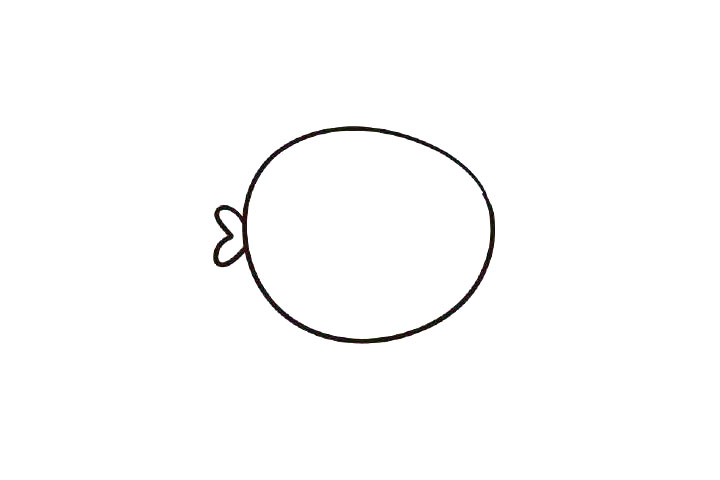 步骤2：左边画上嘟嘟的小嘴。