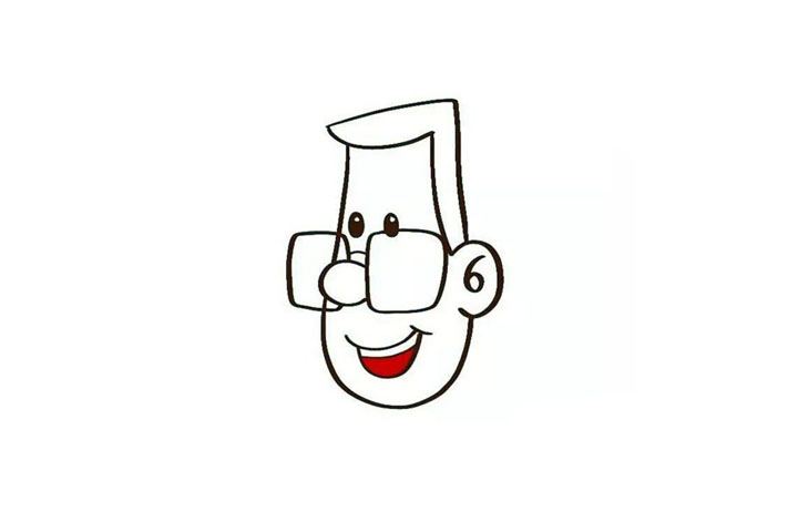 步骤7：画出笑开了的嘴巴。