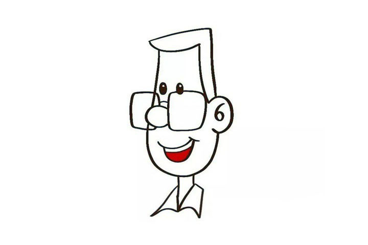 步骤8：接着是他的脖子和衣领。