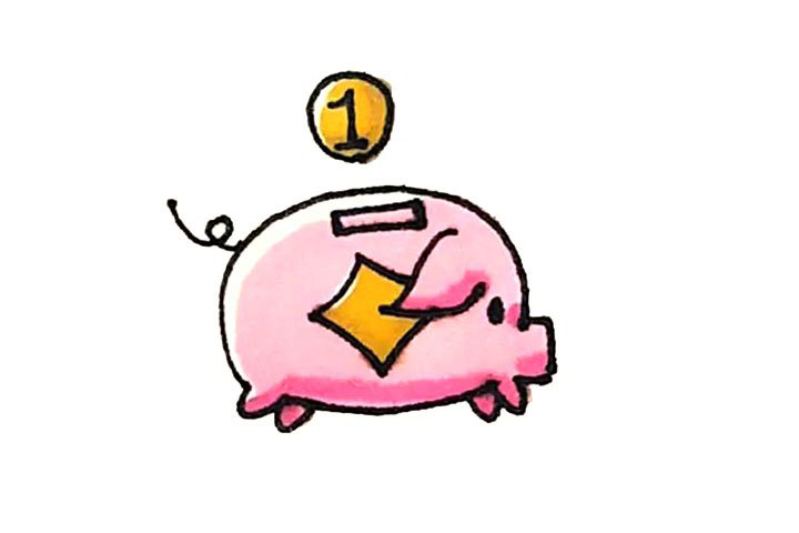 小猪存钱罐简笔画画法教程