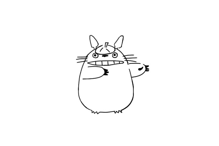 步骤5：接着再画出两只伸向右边的胳膊，再画出尖锐的手指 。