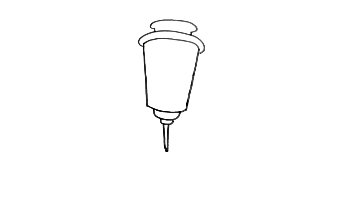 步骤1：我们先画出一根针管轮廓。