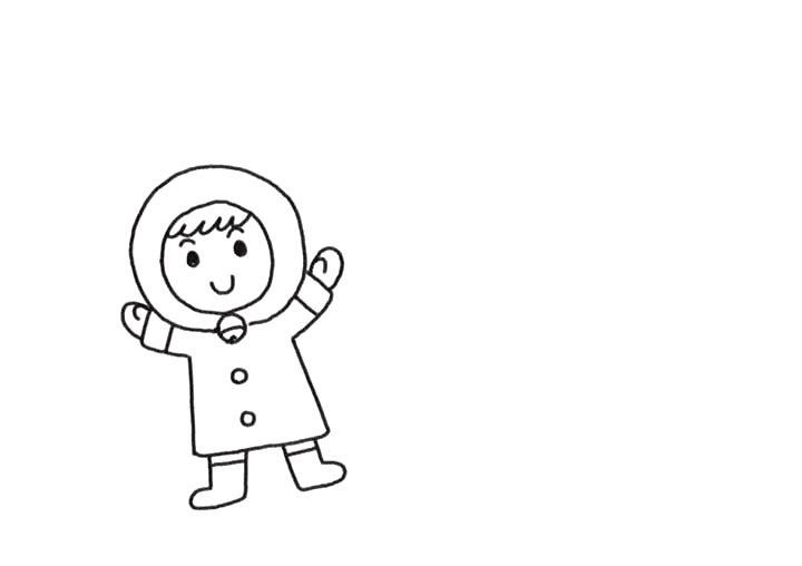 步骤3：画出小女孩的手和脚。