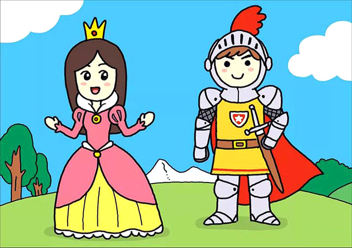 公主勇士简笔画画法步骤