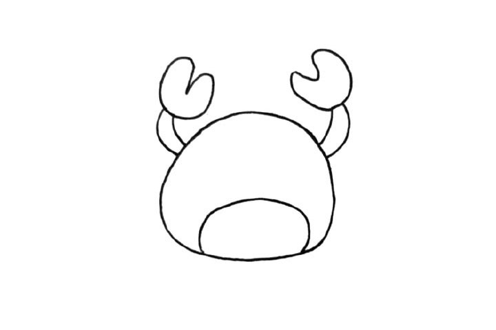 步骤2：画出螃蟹的蟹足和夹子。