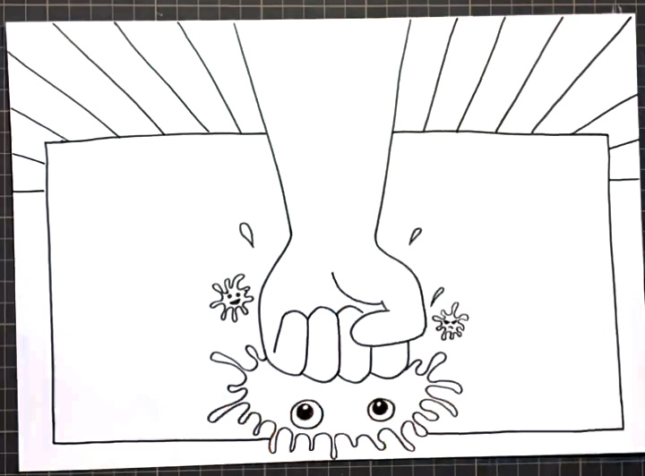 步骤3：然后画出长方形的文字框和背景条纹。