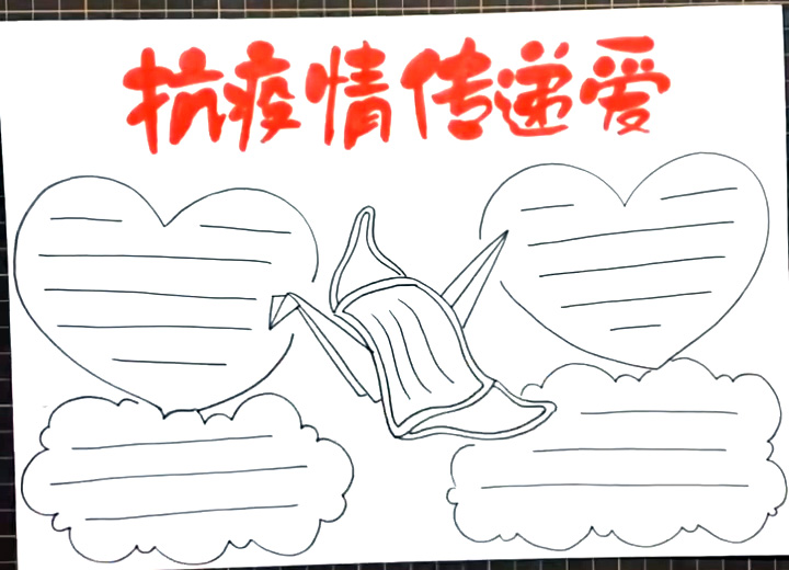 步骤3：四周画出心形和云朵形的文字框。