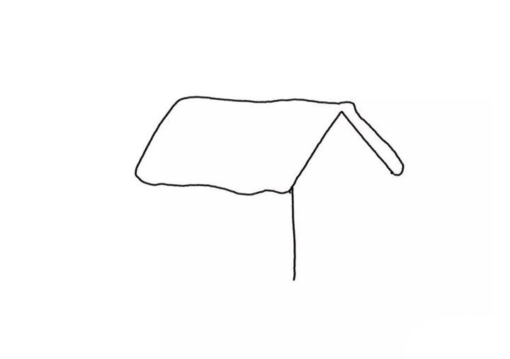 步骤1：先画出房屋的房顶轮廓。