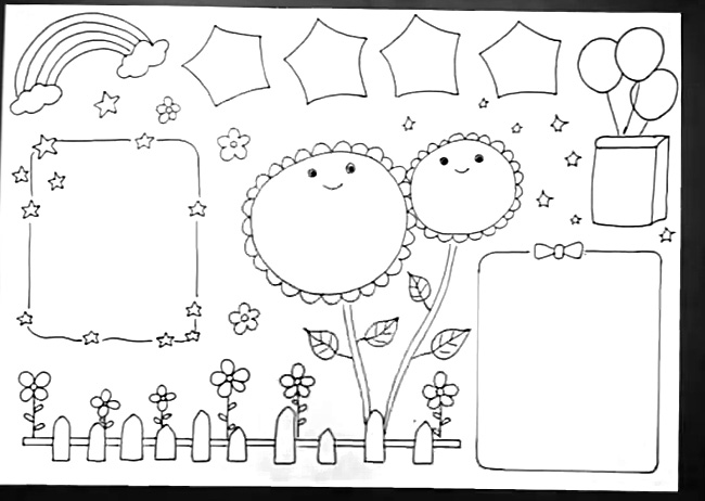 步骤5：接着画一些小花朵和星星装饰。