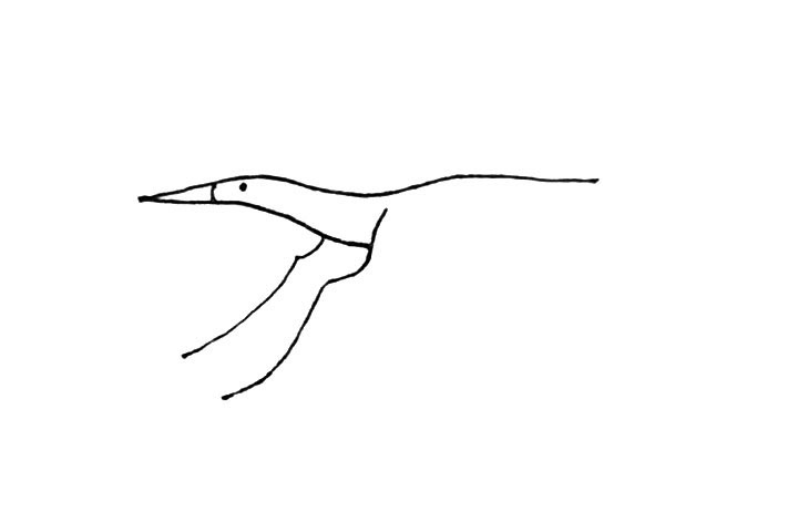 步骤4：再画上一条和刚刚一样的竖曲线，加上嘴巴的弧线和点上眼睛。