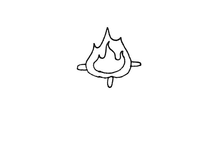 步骤3：接着左右下各画上三个小的椭圆形。