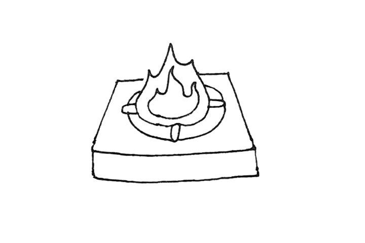 步骤6：再往下画上两条竖线，连接起来。