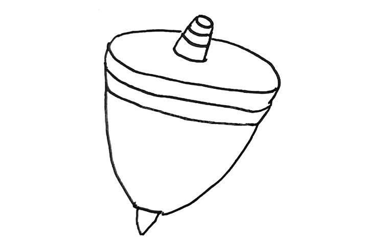 步骤3：画出陀螺的下半部分。