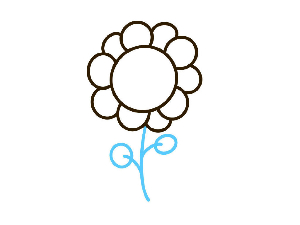 步骤4：画花杆和叶子。