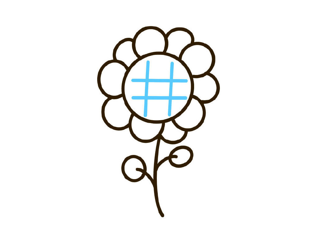 步骤5：画一个“#”字形。