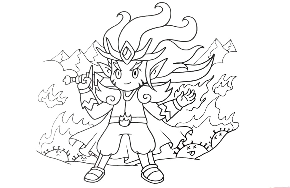 抗击病毒的火神英雄简笔画-图5