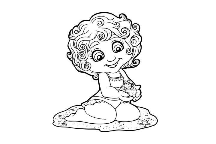 沙滩上玩耍的小女孩-图2