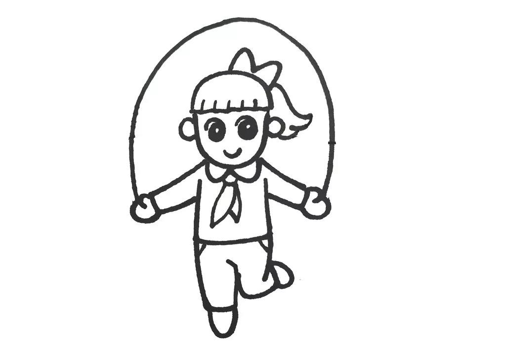 跳绳的小女孩简笔画-图5