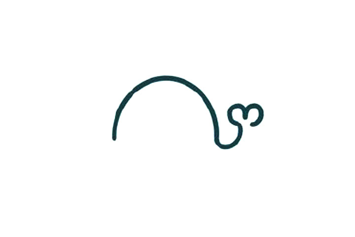 步骤2：可爱鲸鱼简笔画画法步骤2