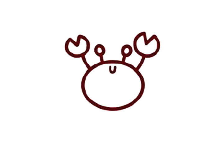 步骤4：简单可爱的小螃蟹简笔画画法步骤4