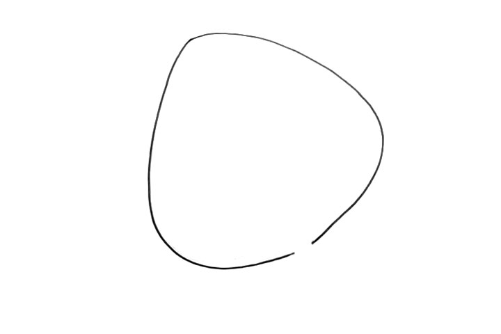 步骤1：画出一个未封闭的椭圆，作为树叶的轮廓。