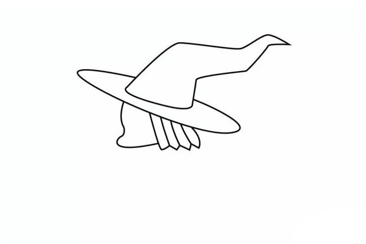 步骤5：画出女巫的脸型，注意女巫的下巴是翘起来的~