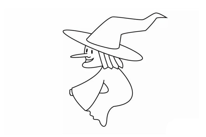 步骤8：把衣服补充完整，注意女巫的姿势哦