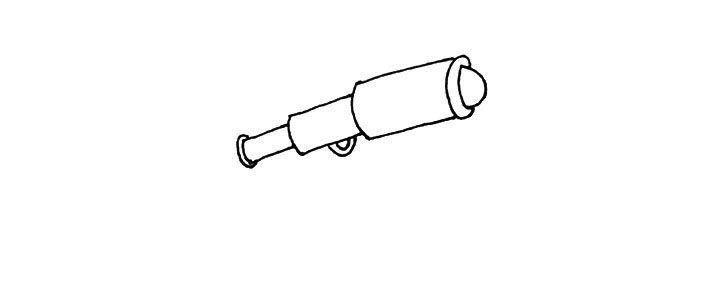 步骤5：望远镜画好以后在下面画上两个半圆的连接体。