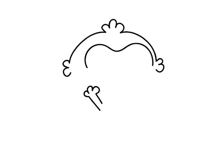 步骤3：画小猴子的脸部轮廓和一只手