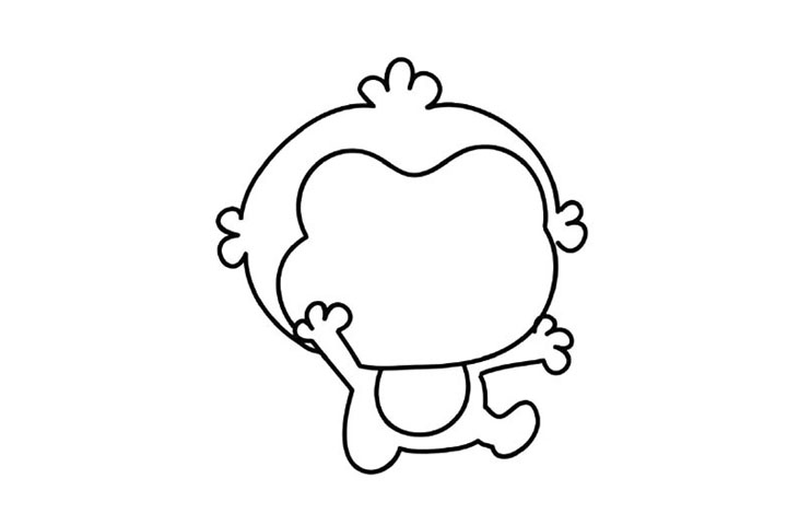 步骤6：画猴子的身体和脚。