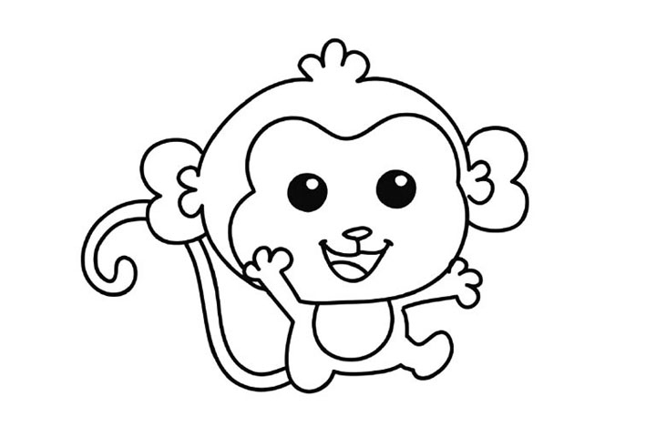萌萌的小猴子简笔画画法教程
