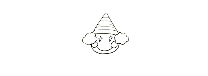 步骤6：然后是腮红和嘴巴， 这两点也是小丑的标志， 大家都记住了吗?