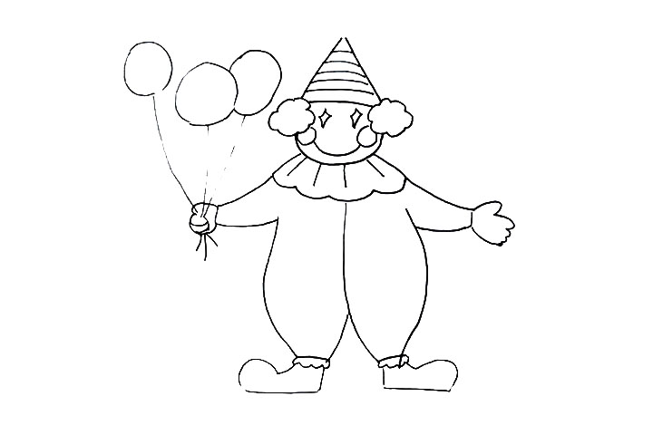 步骤11：在手上画上气球， 画两三个气球表示一下就可以。