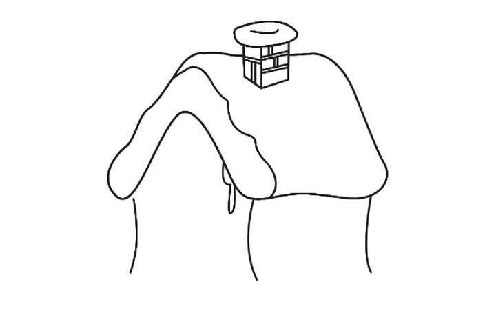 步骤4：画出雪屋的墙体线条。