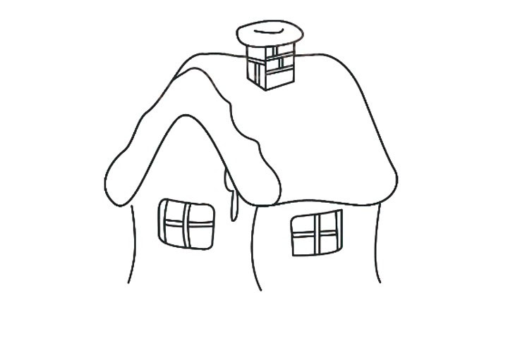 步骤5：画出房子的窗户。