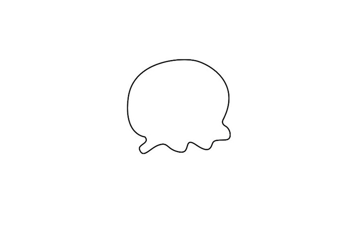 步骤1：画水母的头部轮廓。